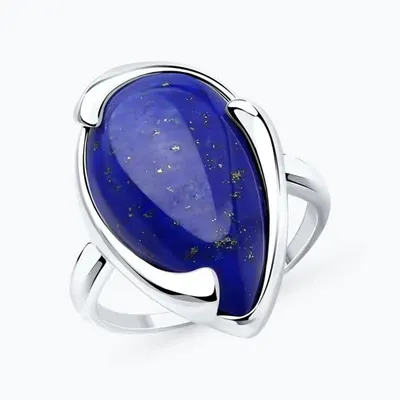 Кольцо из серебра с ляписом из родированное серебро