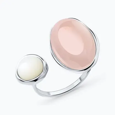 Кольцо из серебра с кварцем и лунным камнем из серебро