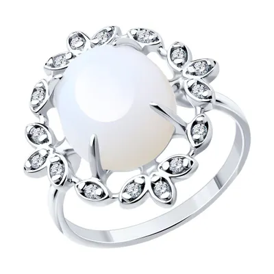 Кольцо из серебра с опалитом и фианитами из серебро