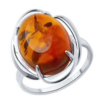 Кольцо из серебра с янтарём из серебро