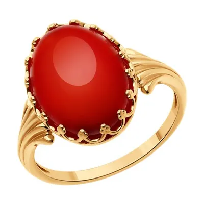 Кольцо из золочёного серебра с кораллом из серебро