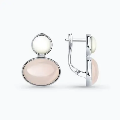 Серьги из серебра с кварцем и перламутром из серебро