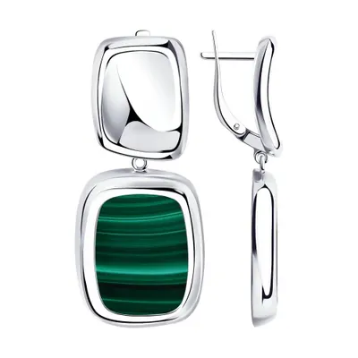 Серьги из серебра с малахитами из серебро
