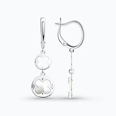 Серьги из серебра с перламутром из родированное серебро