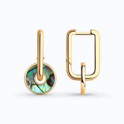 Серьги из золочёного серебра с перламутром из серебро