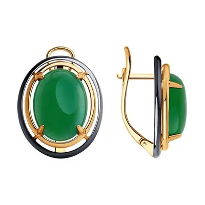Серьги из золочёного серебра с жадеитом из серебро