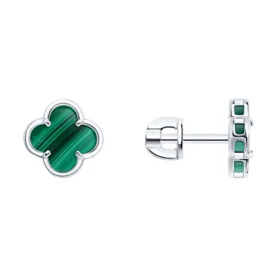 Серьги из серебра с малахитами из серебро