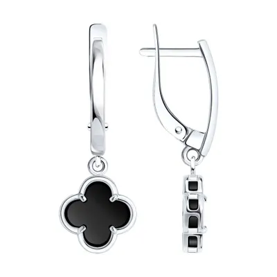 Серьги из серебра с ониксами из серебро