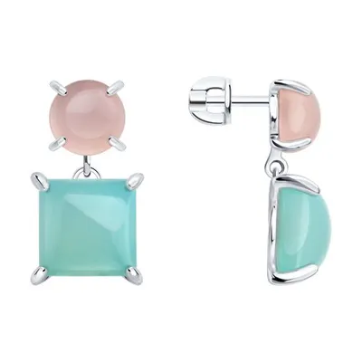 Серьги из серебра с халцедонами из серебро