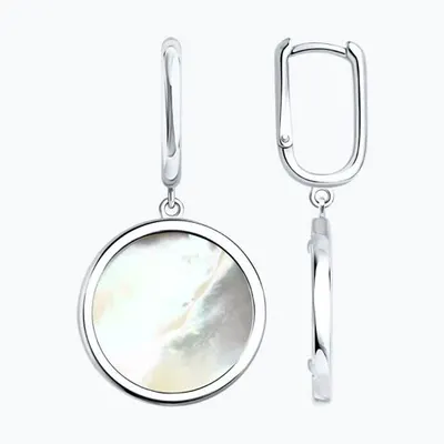 Серьги из серебра с перламутром из родированное серебро