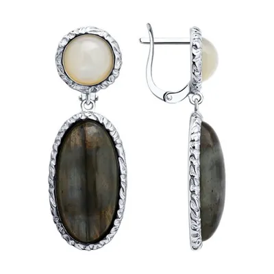 Серьги из серебра с полудрагоценными вставками из серебро