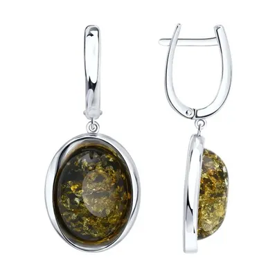 Серьги из серебра с янтарём из серебро