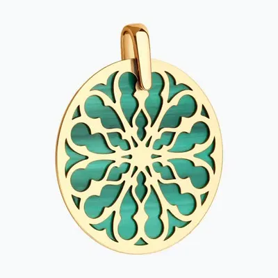 Подвеска из золочёного серебра с малахитом из серебро