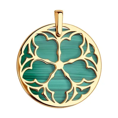 Подвеска из золочёного серебра с малахитом из серебро