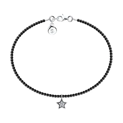 Браслет из серебра с шпинелью и фианитами из серебро