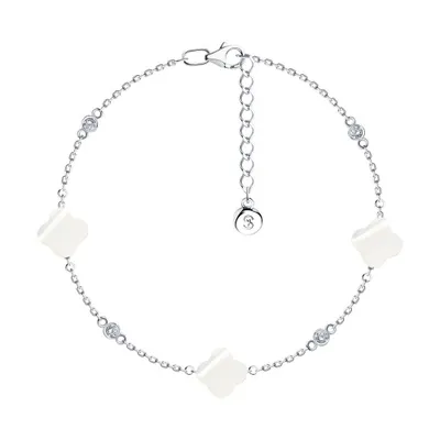 Браслет из серебра с перламутром и фианитами из серебро