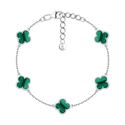 Браслет из серебра с малахитами из серебро