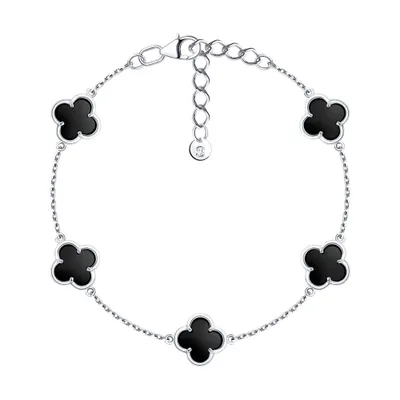 Браслет из серебра с ониксами из серебро