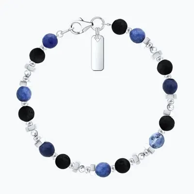 Браслет из серебра с полудрагоценными вставками из родированное серебро