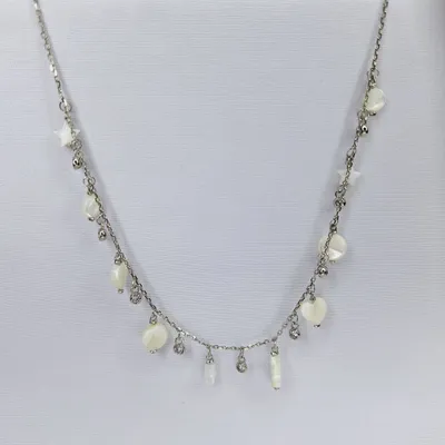 Колье из серебра с перламутром и фианитами из серебро