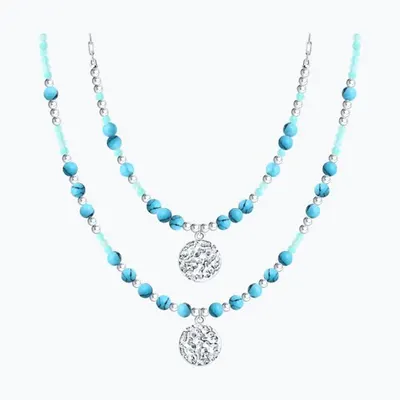 Колье из серебра с амазонитом и бирюзой из серебро