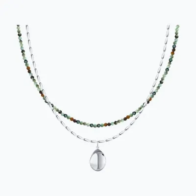 Колье из серебра с бирюзой из родированное серебро