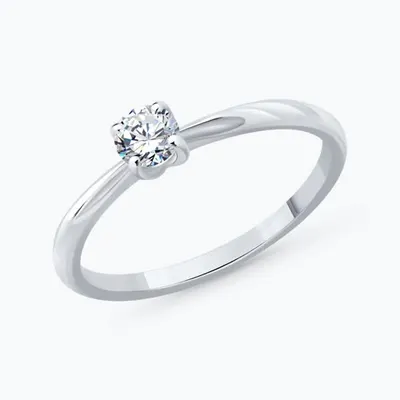 Кольцо из серебра с бриллиантом выращенным из серебро