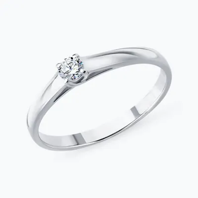 Кольцо из серебра с бриллиантом выращенным из серебро