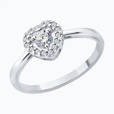 Кольцо из серебра с бриллиантами выращенными из родированное серебро