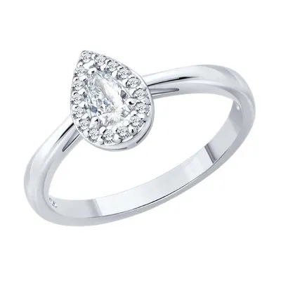 Кольцо из серебра с бриллиантами выращенными из серебро