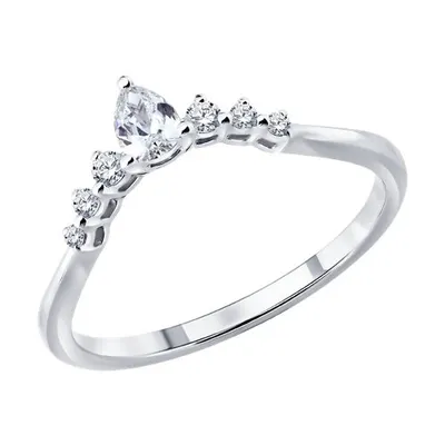 Кольцо из серебра с бриллиантами выращенными из серебро