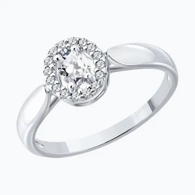 Кольцо из серебра с бриллиантами выращенными из родированное серебро