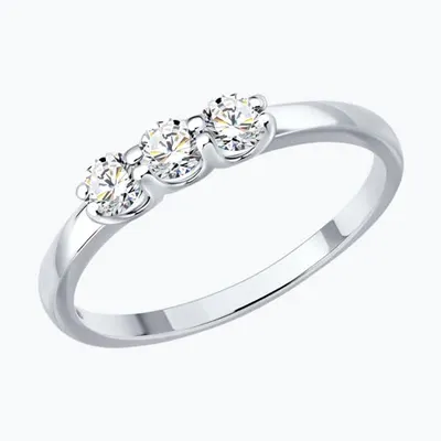 Кольцо из серебра с бриллиантами выращенными из родированное серебро