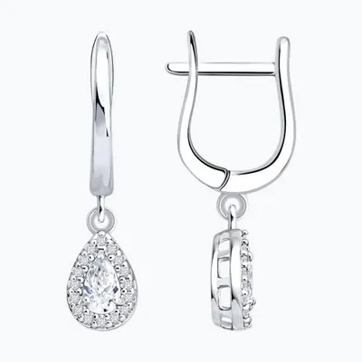 Серьги из серебра с бриллиантами выращенными из серебро