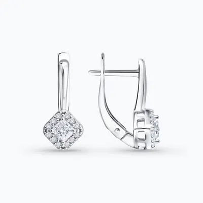 Серьги из серебра с бриллиантами выращенными из серебро