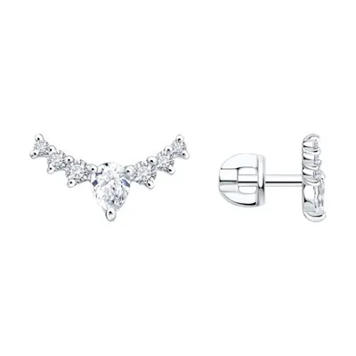 Серьги из серебра с бриллиантами выращенными из серебро