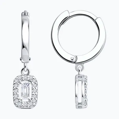 Серьги из серебра с бриллиантами выращенными из серебро