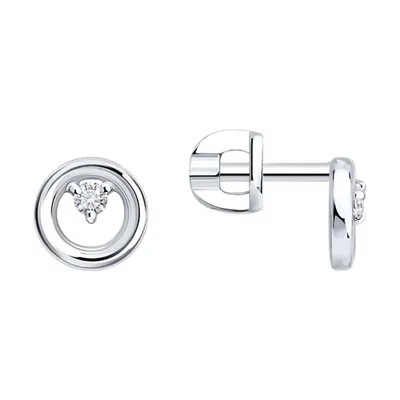 Серьги из серебра с бриллиантами выращенными из серебро