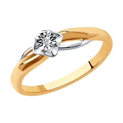 Кольцо из золочёного серебра с бриллиантом из серебро