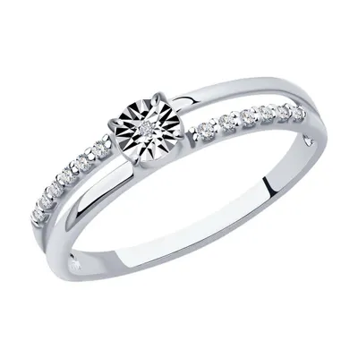 Кольцо из серебра с бриллиантом и фианитами из серебро