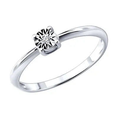 Кольцо из серебра с бриллиантом из серебро