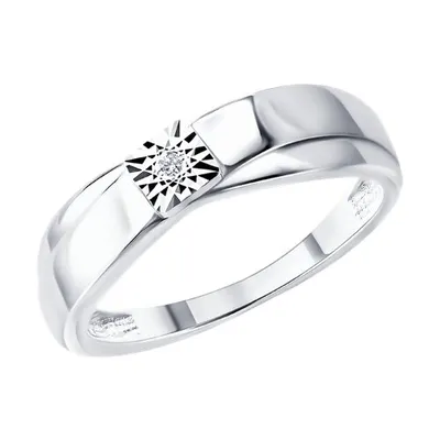 Кольцо из серебра с бриллиантом из серебро