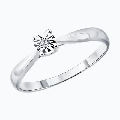 Кольцо из серебра с бриллиантом из родированное серебро