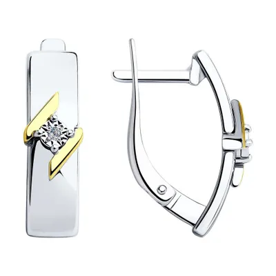 Серьги из золочёного серебра с бриллиантами из серебро