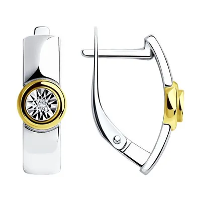 Серьги из золочёного серебра с бриллиантами из серебро