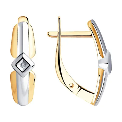 Серьги из серебра с бриллиантами из золочение розовое