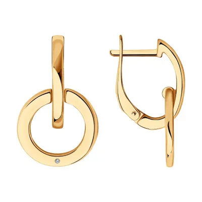 Серьги из золочёного серебра с бриллиантами из золочение розовое