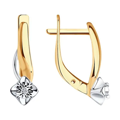 Серьги из золочёного серебра с бриллиантами из серебро