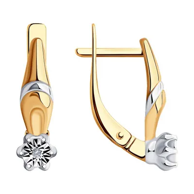 Серьги из золочёного серебра с бриллиантами из серебро