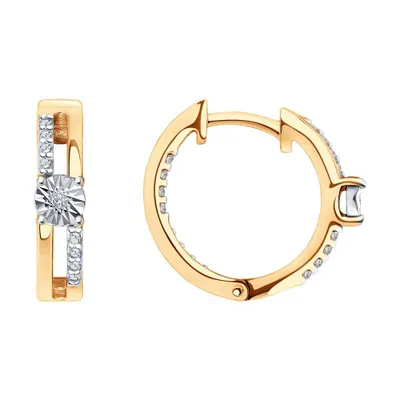 Серьги из золочёного серебра с бриллиантами и фианитами из серебро